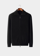 PURE EXTRA-FINE MERINO WOOL FUNNEL NECK DUAL ZIP CARDIGAN