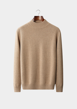 PURE CASHMERE LIGHT GRAY MOCKNECK SWEATER