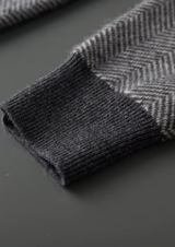 PURE EXTRA-FINE MERINO WOOL GRAY HERRINGBONE SET