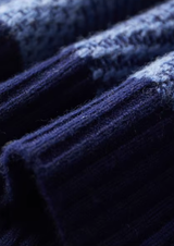 PURE EXTRA-FINE MERINO WOOL TWO TONE PATTERNED MOCKNECK