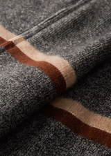 PURE CASHMERE STRIPED ZIP CARDIGAN