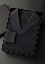 PREMIUM CASHMERE RIBBED V-NECK SWEATER