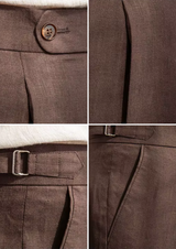 TUSCANY PLEATED COASTAL TROUSERS - Dark Brown