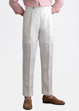 TUSCANY PLEATED COASTAL TROUSERS - White