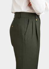 CAGLIARI PLEATED COASTAL TROUSERS - Olive