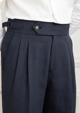 NAPOLI PLEATED COASTAL TROUSERS - Navy Blue