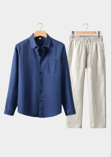 DOLCEVITA LONGSLEEVE SUMMER SET - NAVY BLUE/BEIGE