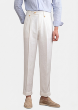 CAGLIARI PLEATED COASTAL TROUSERS - White